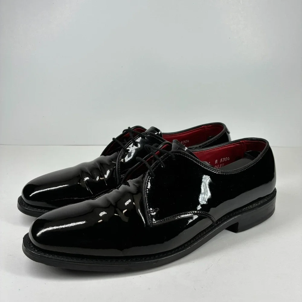 Allen Edmonds Spencer Men's US 9.5A Black Patent Leather Tuxedo Derby Dress Shoe